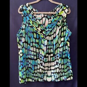 Sleeveless blouse multicolored blue/green